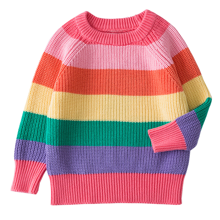 1-7Y Baby Boys Girls Stripe Knitted Tops Sweater Cardigan Outfits Baby Boy Rainbow Winter Knitted Clothes Spring Girls Sweaters alx