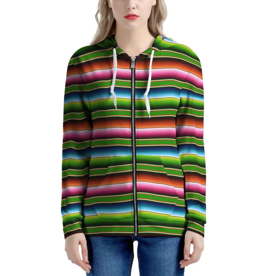 Baja Mexican Print Women’s Zip Up Hoodie