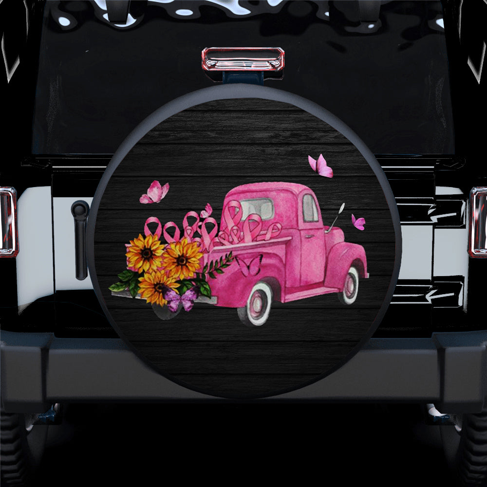 In October We Wear Pink Mini Truck Jeep Car Spare Tire Cover Gift For Campers