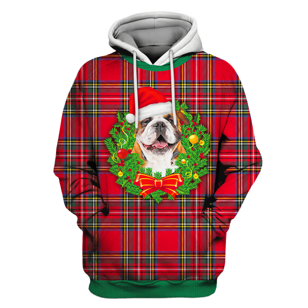 Bulldog On Christmas Custom T-shirt – Hoodies Apparel