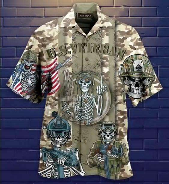 Veteran Skull Hawaiian Shirt 131