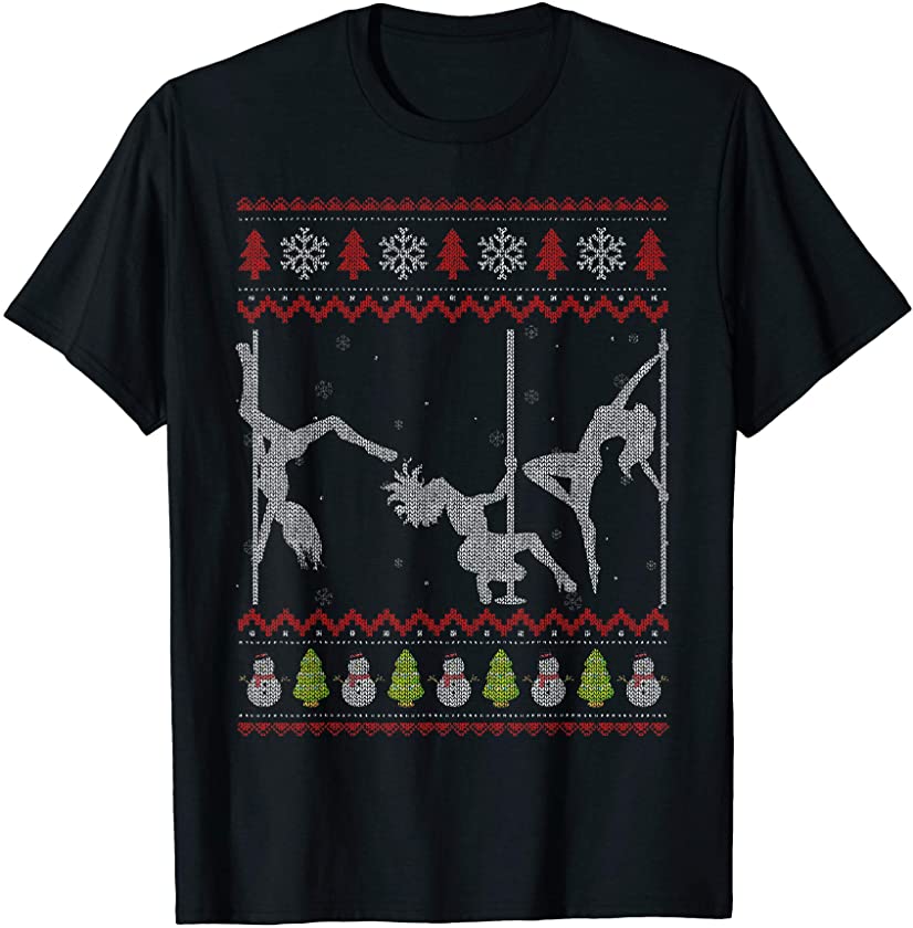 Stripper Silhoutte Ugly Christmas Dancer Xmas Gifts T-Shirt