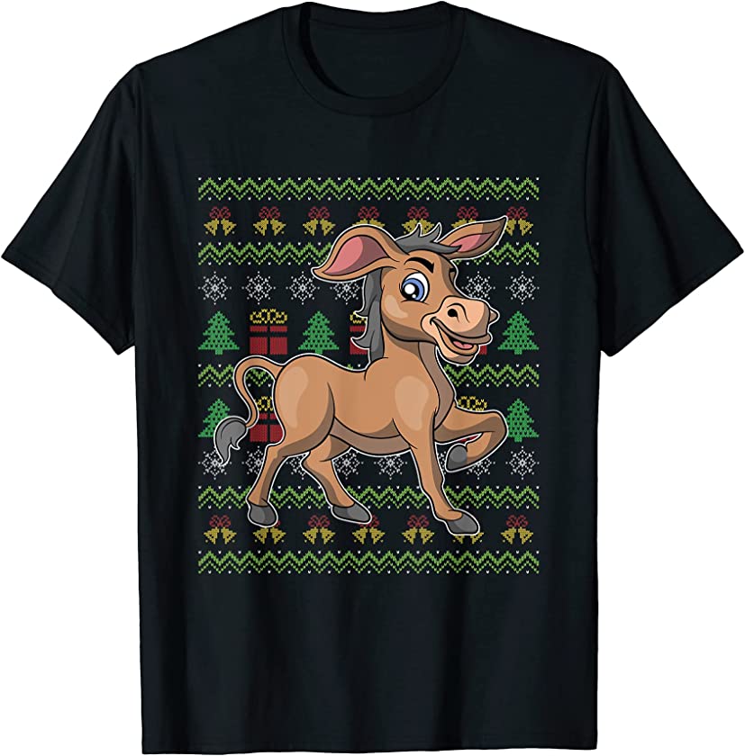 Ugly Christmas Cute Farm Animal Merry Xmas Donkey T-Shirt