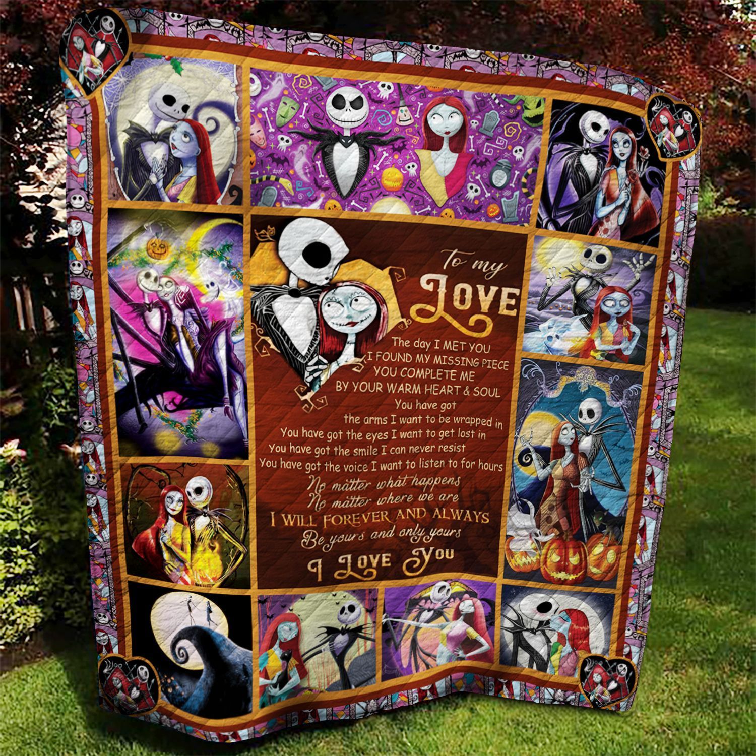 Nightmare Jack And Sally Halloween Quilt Blanket AAA140701TA