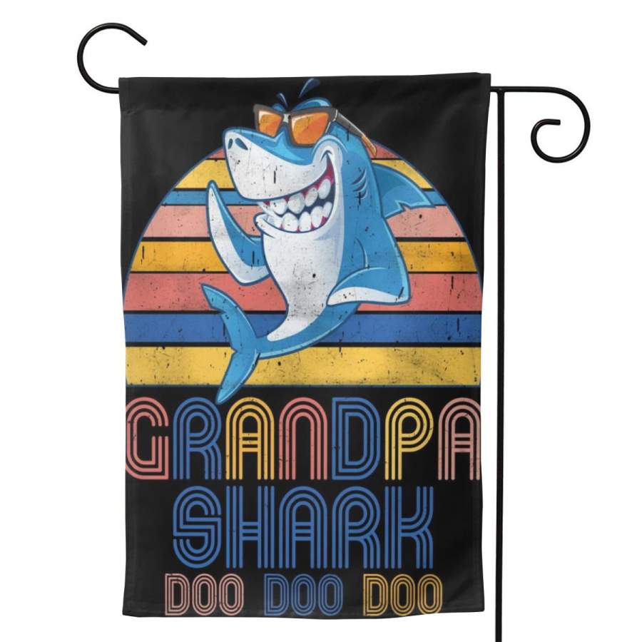 2 Pcs Garden Flag Cool Grandpa Shark Doo Doo Doo Poster 12.5″x18″ -Mothers Day, Birthday Gifts for Mom, Dad, Wife, Husband, Daughters, Grandma, Friends