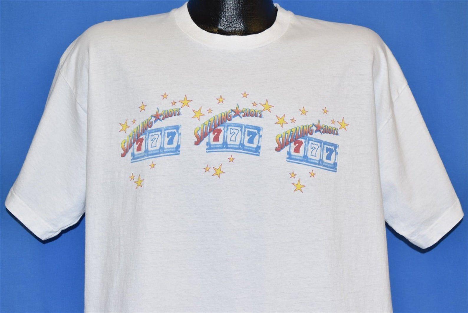 80S Sizzling Slots Machine 777 Jackpot Harrah’S Joliet T-Shirt Extra