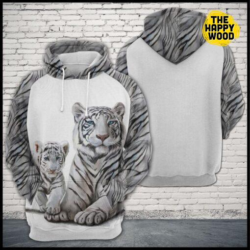 White Tiger Family Hoodie Sweatshirt