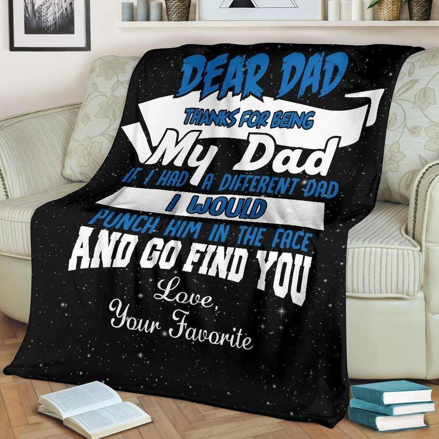 [Personalized Name] To My Dad Thanks For Being My Dad – Best Gift For Dad, Gift For Home Decor, Gift For Family  – Fleece Blanket