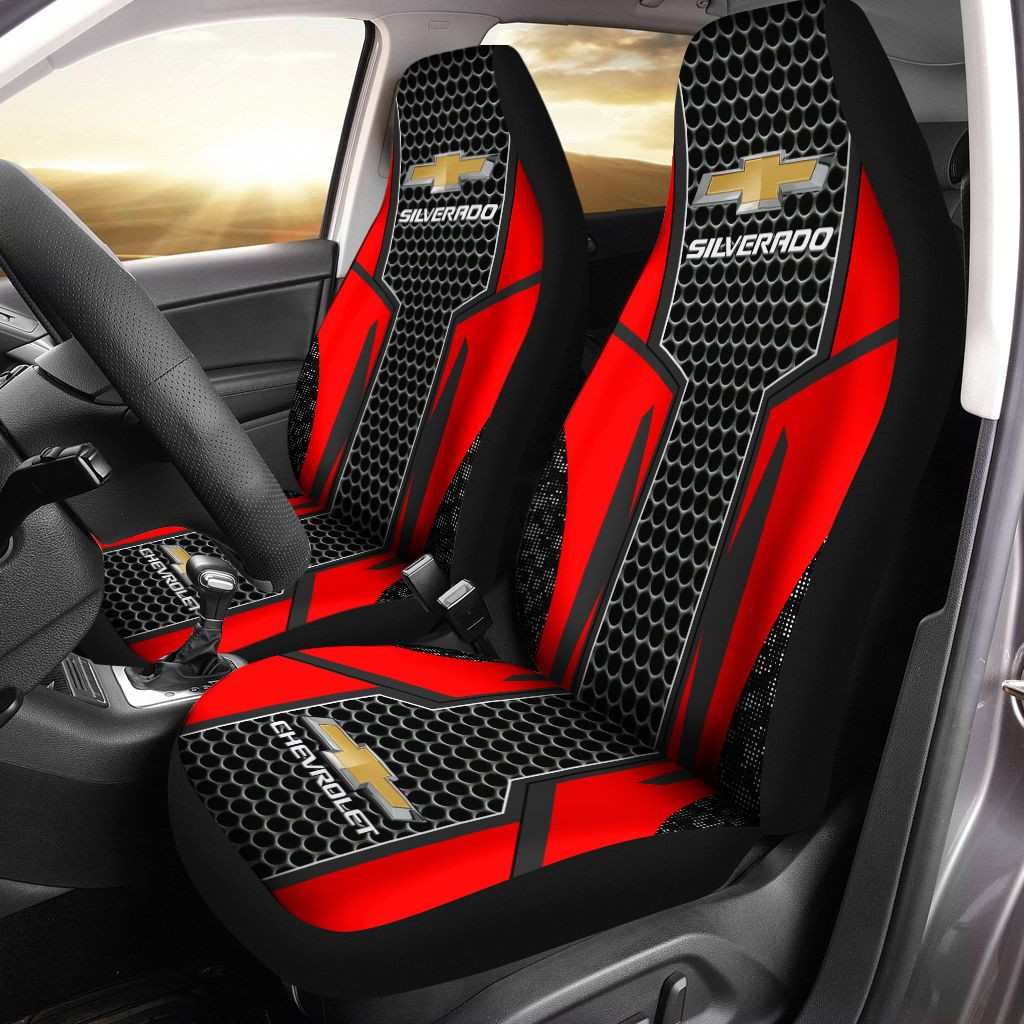 Chevrolet Silverado Car Seat Cover (Set Of 2) Ver 3 (Red)