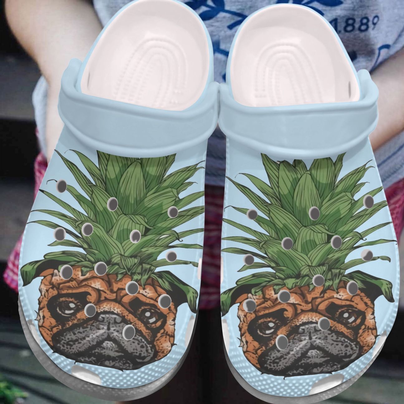 Pug Personalized Clog, Custom Name, Text, Color, Number Fashion Style For Women, Men, Kid, Print 3D Pineapple Pug