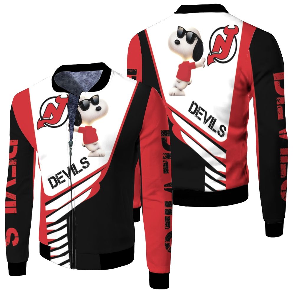 New Jersey Devils Snoopy For Fans 3D Fleece Bomber Jacket