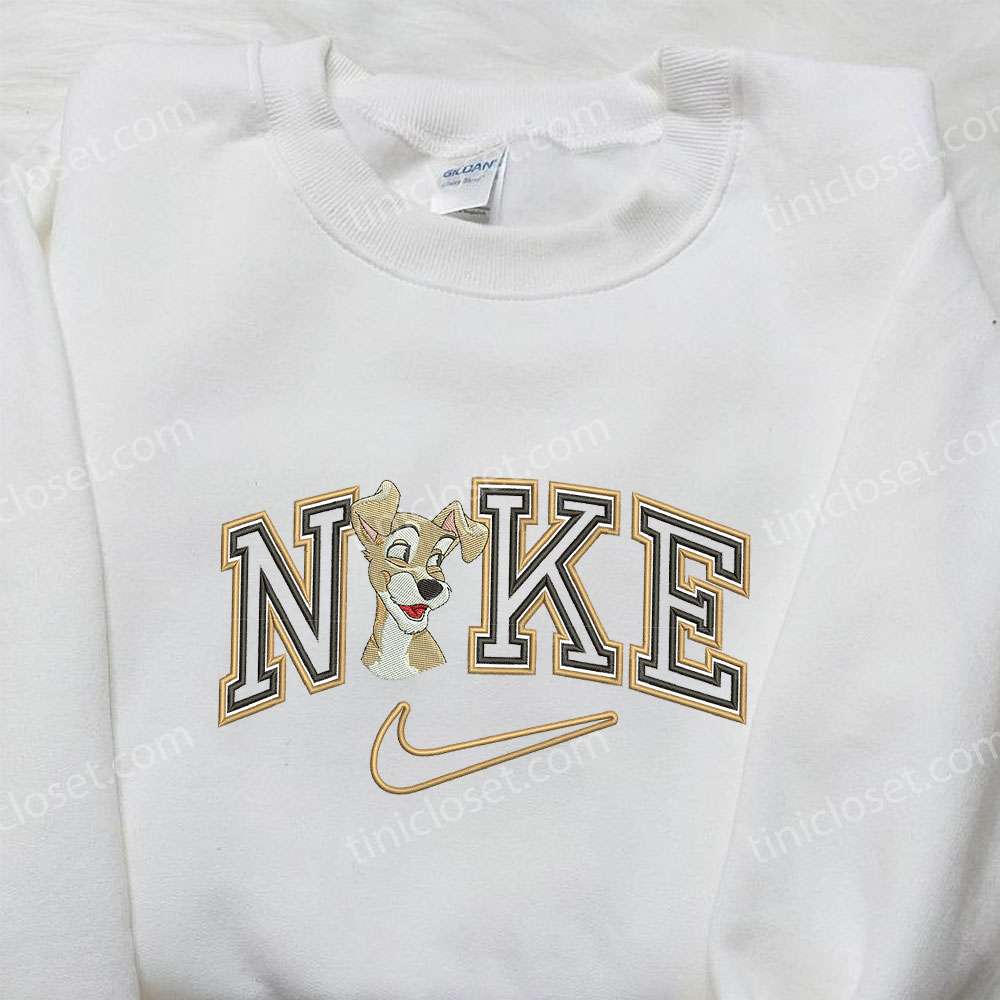 Tramp x Nike Embroidered Shirt, Lady And The Tramp Embroidered Shirt, Custom Nike Embroidered Shirt – Small Gifts Great Love 1