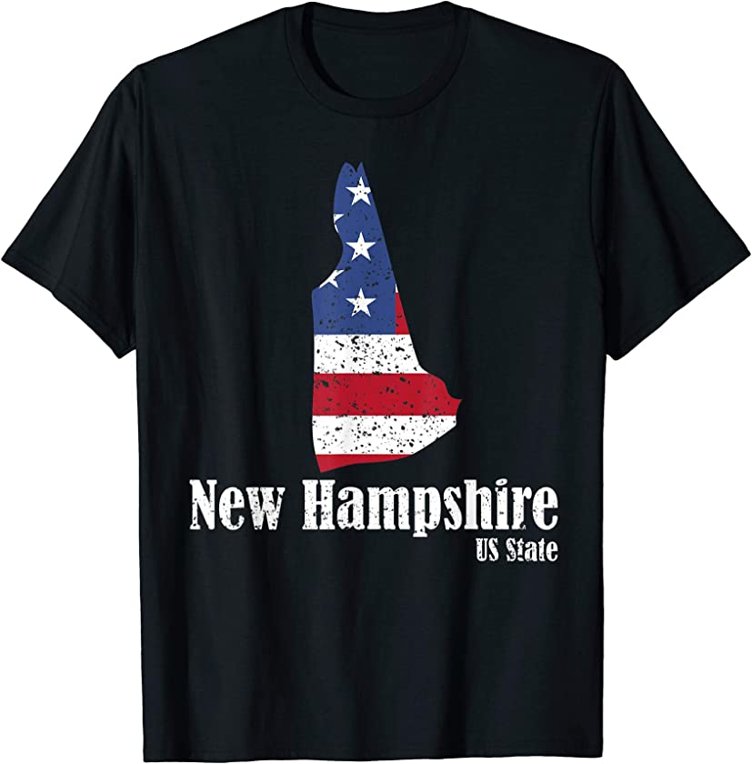 Vintage New Hampshire Map American Flag 4th of July Pride T-Shirt