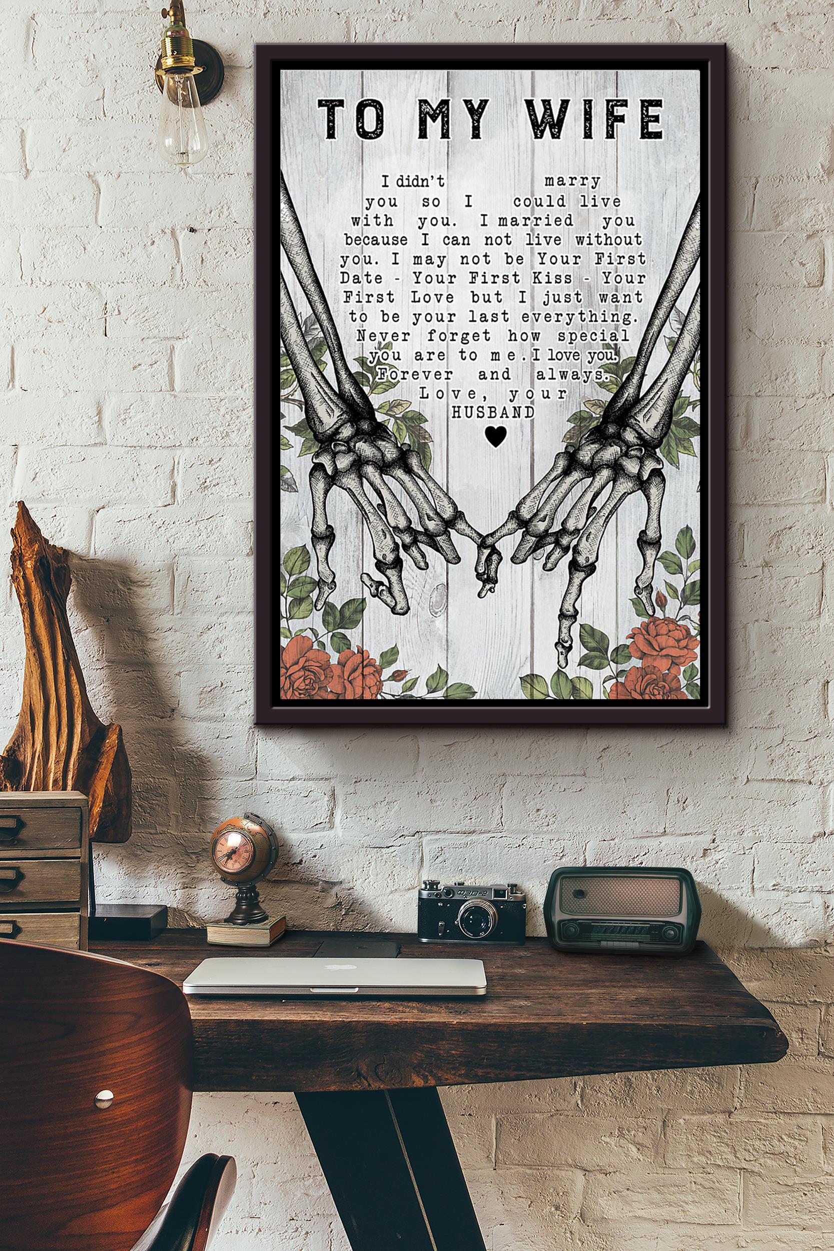 Skull Flower To My Wife Never Forget How Special You Are To Me Poster Framed Matte Canvas