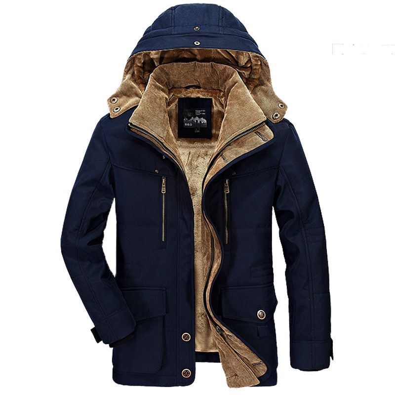 Winter New Men’s Cotton-padded Jacket Mid-length Plus Velvet Thick Warmth Large Size Mens Clothing Casual Fashion Jackets alx