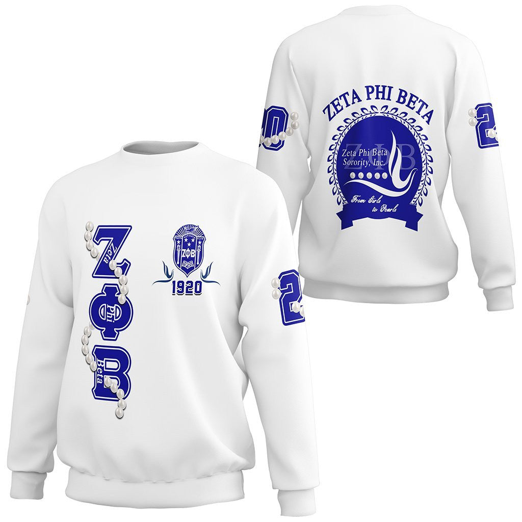 Sorority Sweatshirt – Zeta Phi Beta Pearl White Sweatshirt