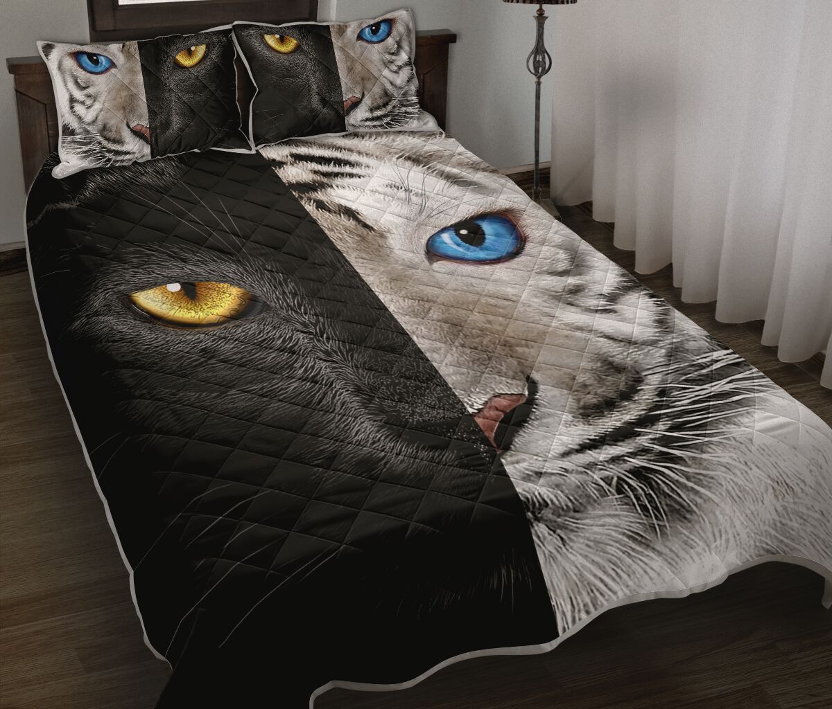 Cat Tiger Black White Qbs Quilt Bed Set Bedroom Decoration Twin/Queen/King Size Bedding