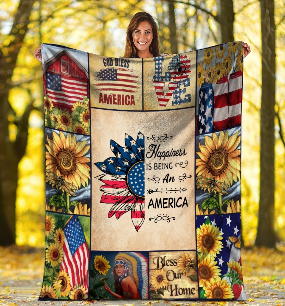 America Hippie Sherpa Blanket Fleece Blanket