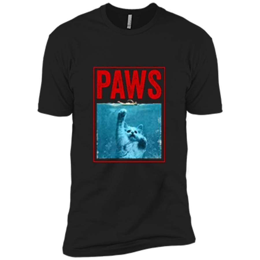 PAWS Funny Cat Kitten  For Shark And Cat Lovers Next Level Premium Short Sleeve Tee