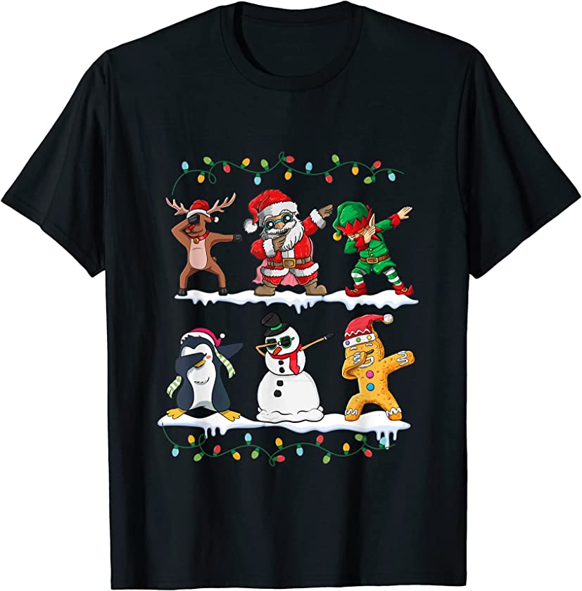 Dabbing Santa Elf Snowman Penguin Christmas Kids Xmas T-Shirt