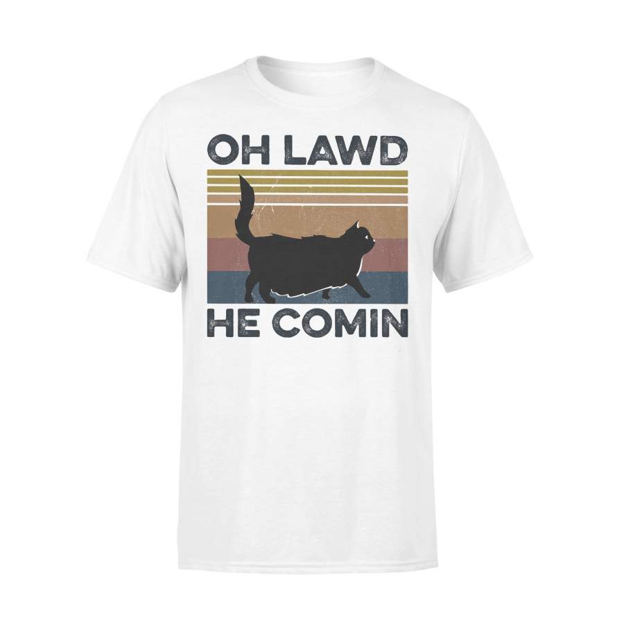 Cat Oh Lawd He Comin Vintage Retro T-shirt