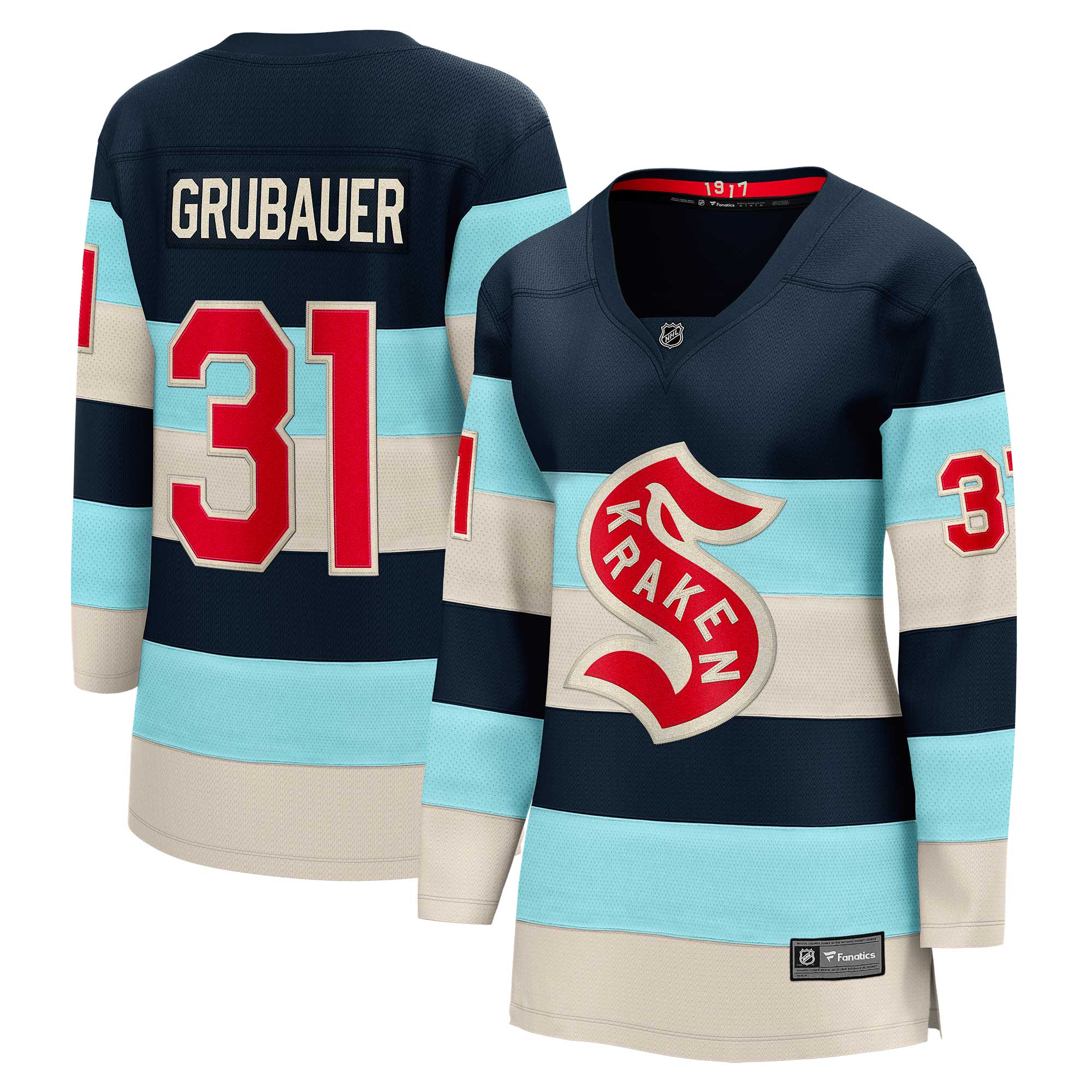 Women's Seattle Kraken Philipp Grubauer Deep Sea Blue 2024 NHL Winter Classic Breakaway Player Jersey