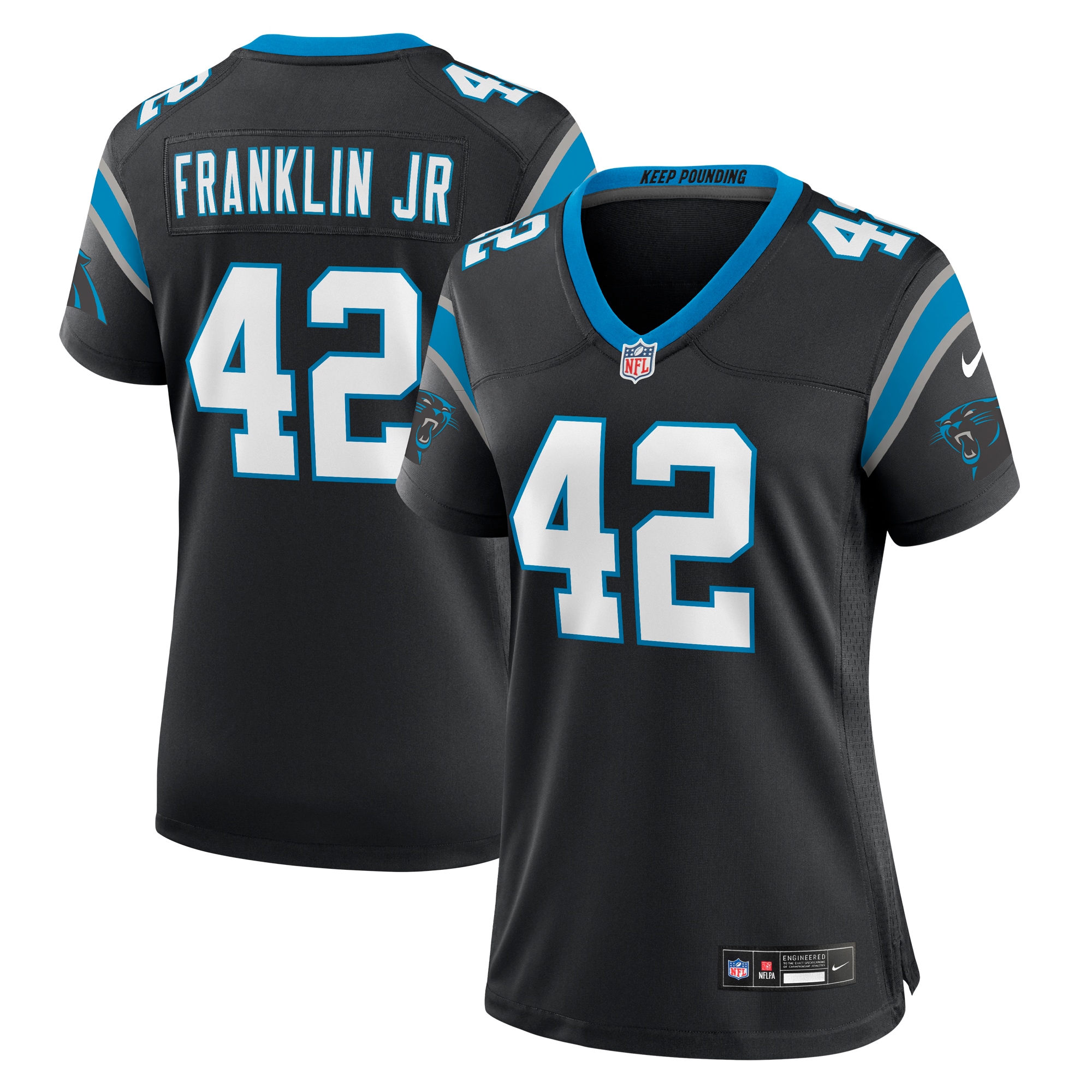 Women’s Carolina Panthers Sam Franklin Jr. Black Team Game Jersey