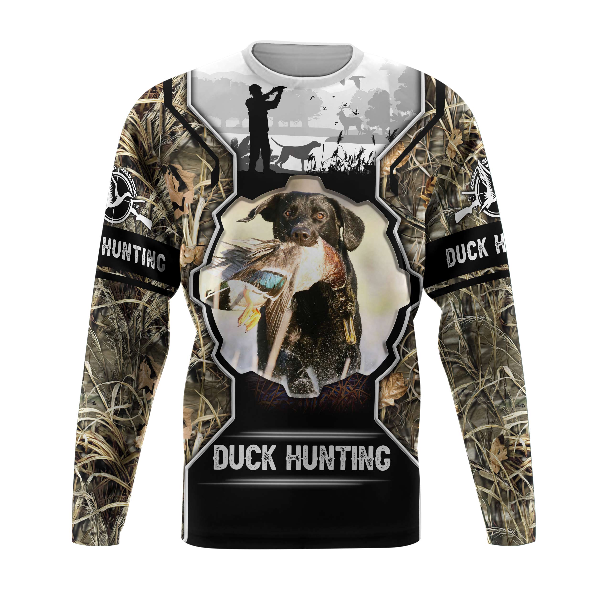 ViticStore™ Duck Hunting With Labrador Retriever Buddy 3D- Grey & Brown Shade All Over Printed XXL Sweatshirt