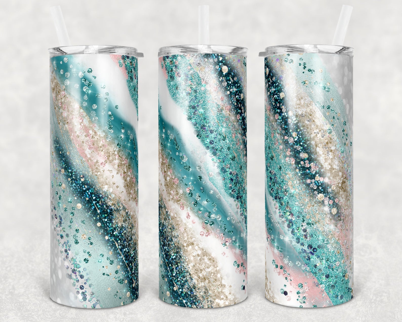 Agate Milky Way Teal Beach Ocean 20Oz Skinny Tumbler