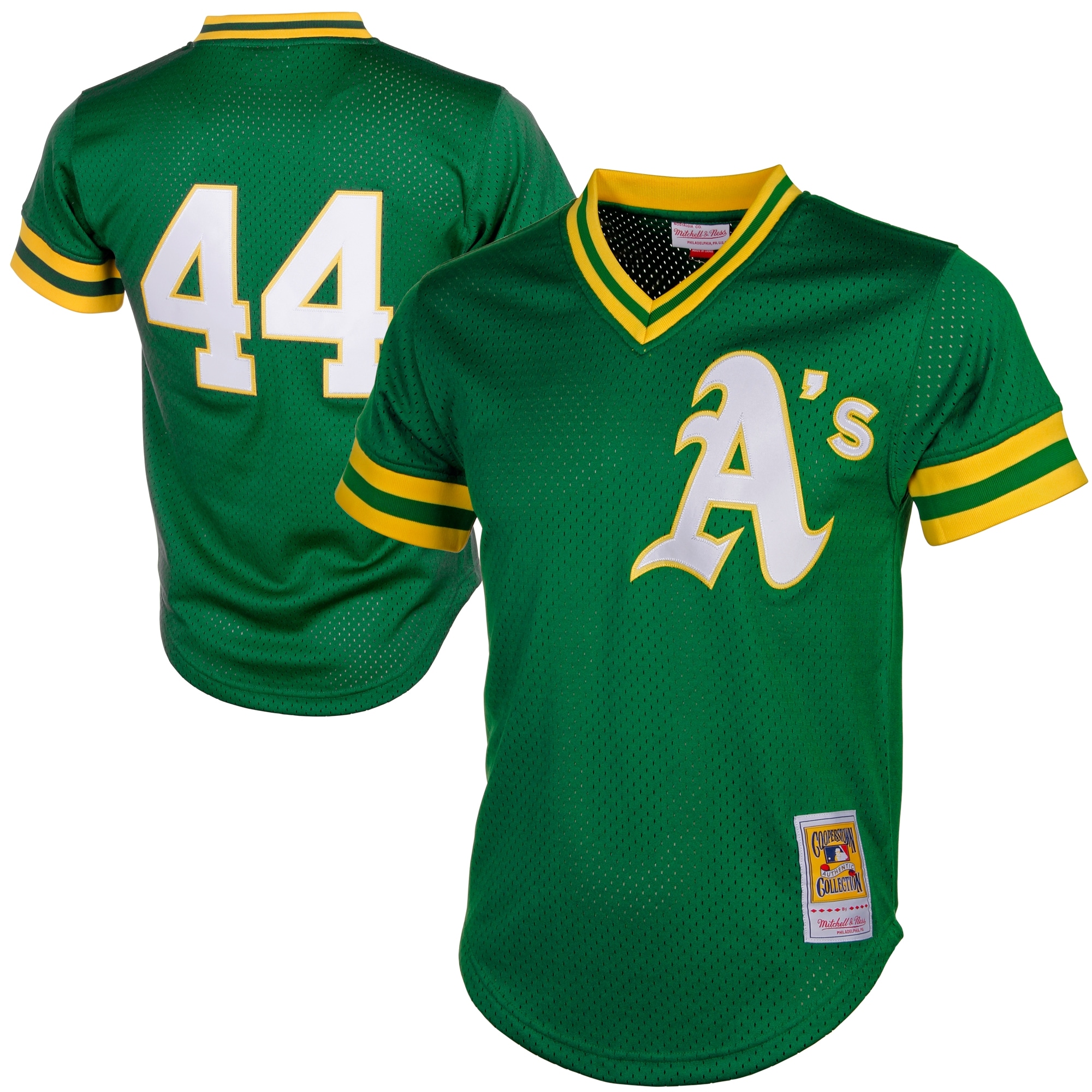 Men’s Oakland Athletics Reggie Jackson Mitchell & Ness Green Cooperstown Mesh Batting Practice Jersey