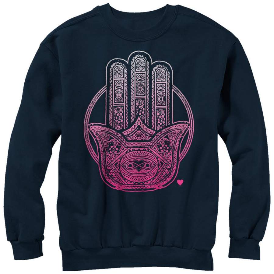 CHIN UP Women’s Henna Hamsa  Sweatshirt Navy Blue