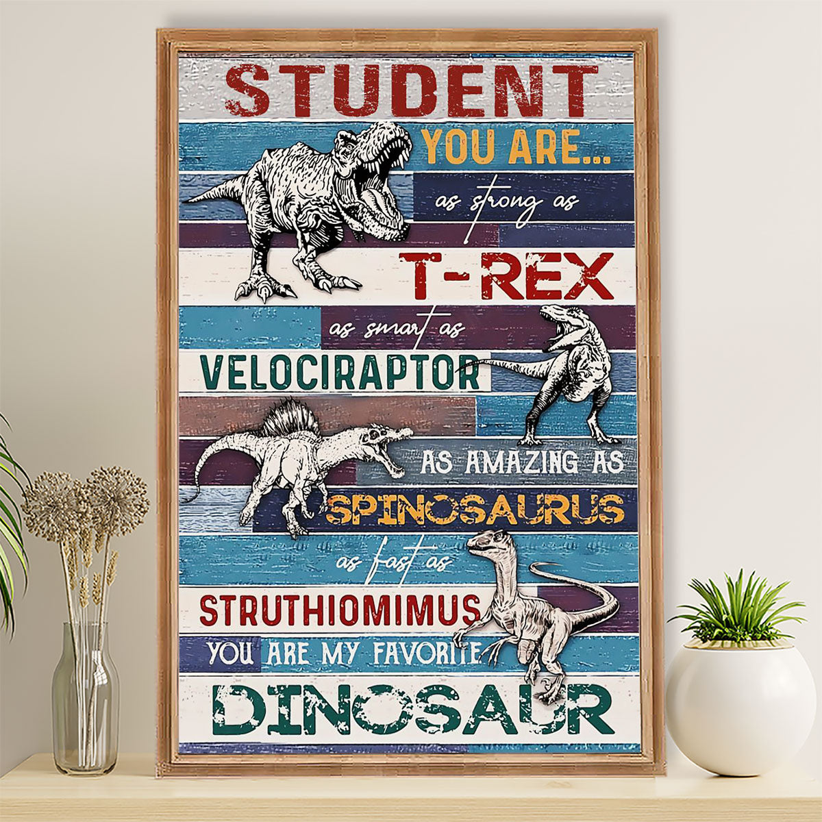 Teacher Classroom Poster Student You Are As Strong As T-Rex | Student Wall Art Back To School Gift For Teacher