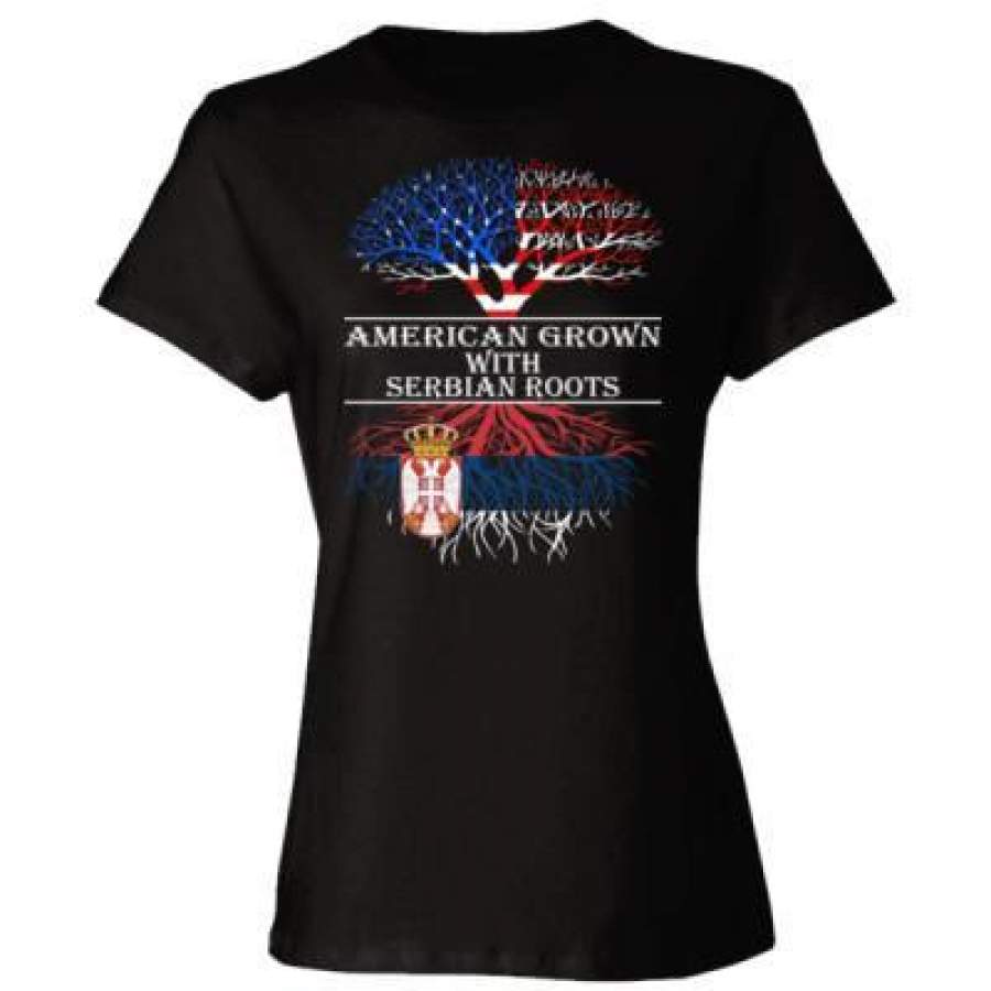 AGR American Grown With Serbian Roots – Ladies’ Cotton T-Shirt