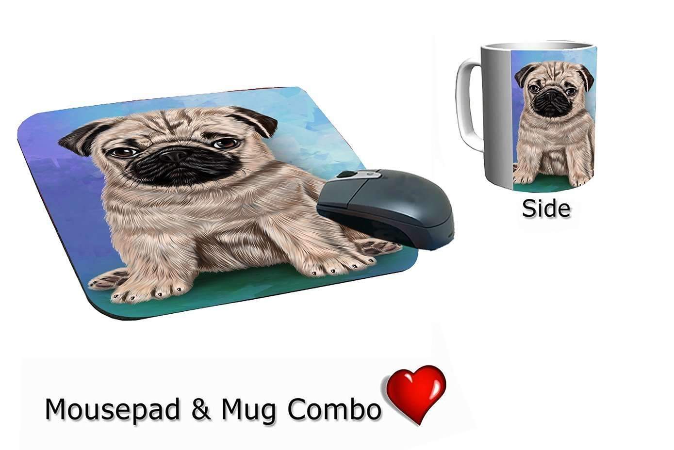 Pugs Puppy Dog Mug & Mousepad Combo Gift Set