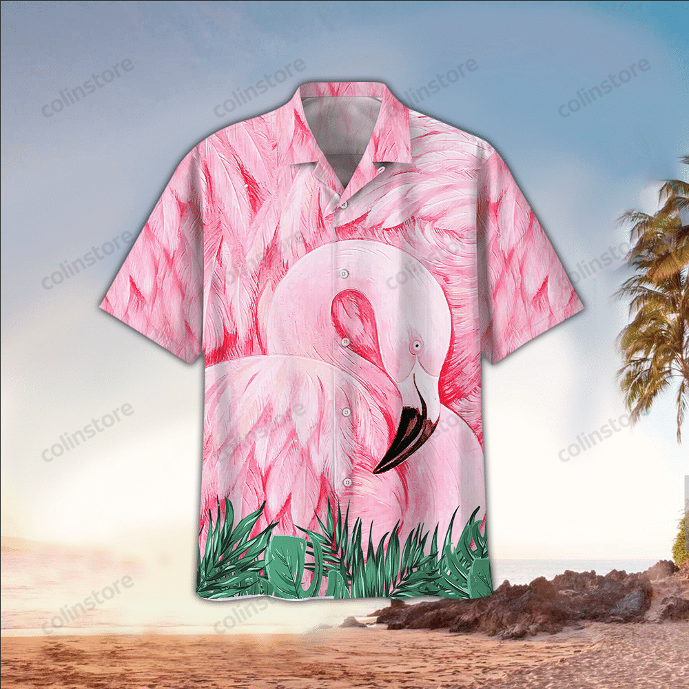 Flamingo Hawaii Button Up Shirt Aloha Ha90511