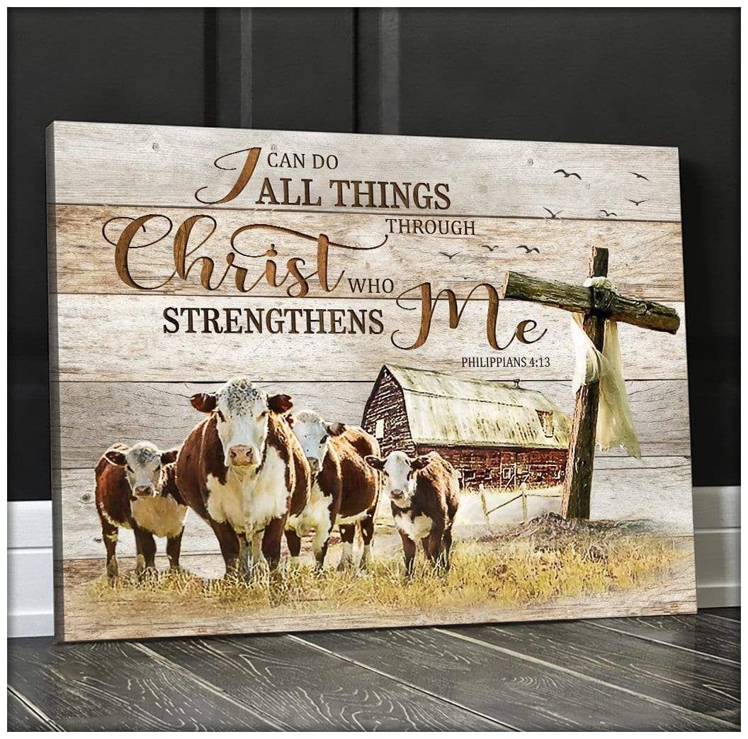 Canvas – Cow – I Can Do All Things Gift For Family, Wall Art Decor, Canvas Print, Home Decor