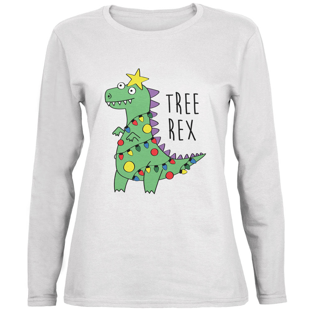 Christmas Tree Rex T-Rex Funny Dinosaur Ladies’ Relaxed Jersey Long-Sleeve Tee