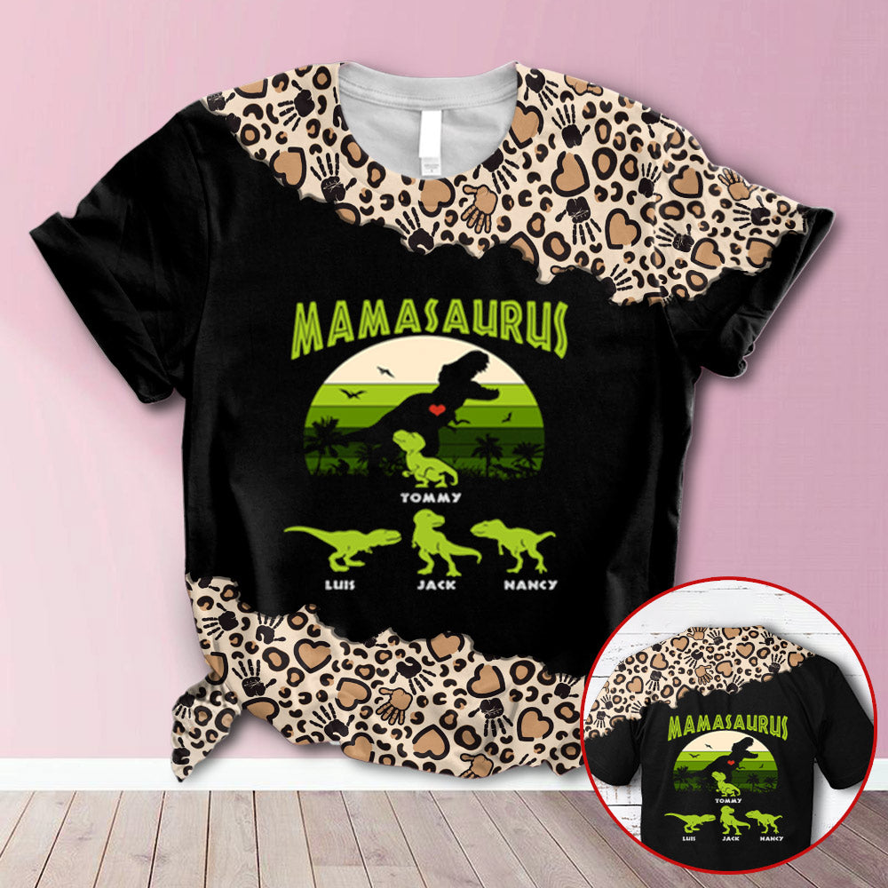 Personalized Nanasaurus Vintage Leopard All Over Print Shirts, 3D Hoodie, Sweatshirt, Shirt And Polo For Grandma Hn98 Trhn