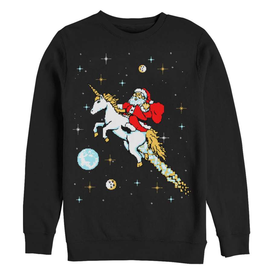 LOST GODS Men’s Ugly Christmas Santa Unicorn Sweatshirt