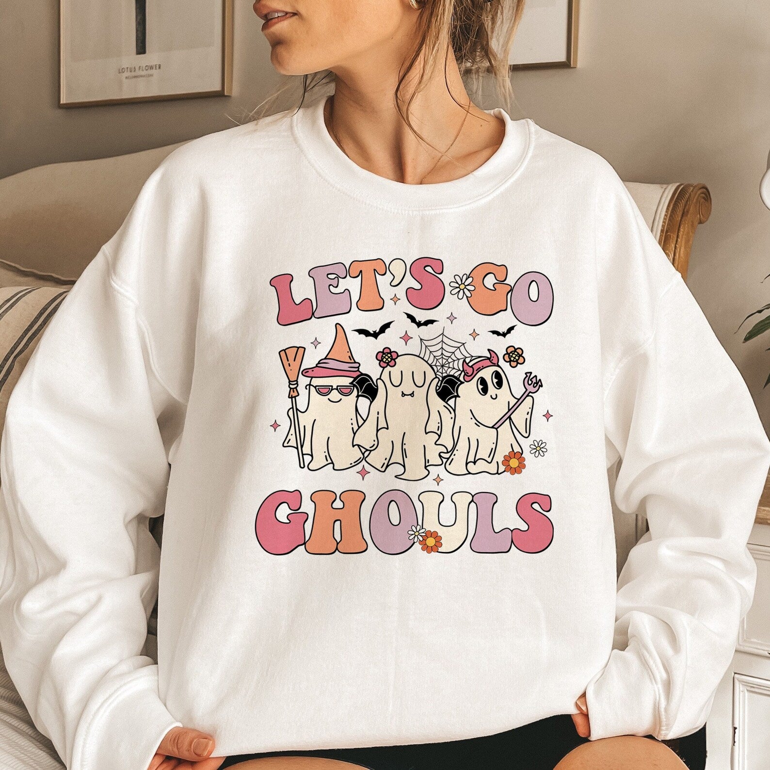 Let’S Go Ghouls Sweatshirt Halloween 2D Crewneck Sweatshirt All Over Print Sweatshirt For Women Sweatshirt For Men Sws3639