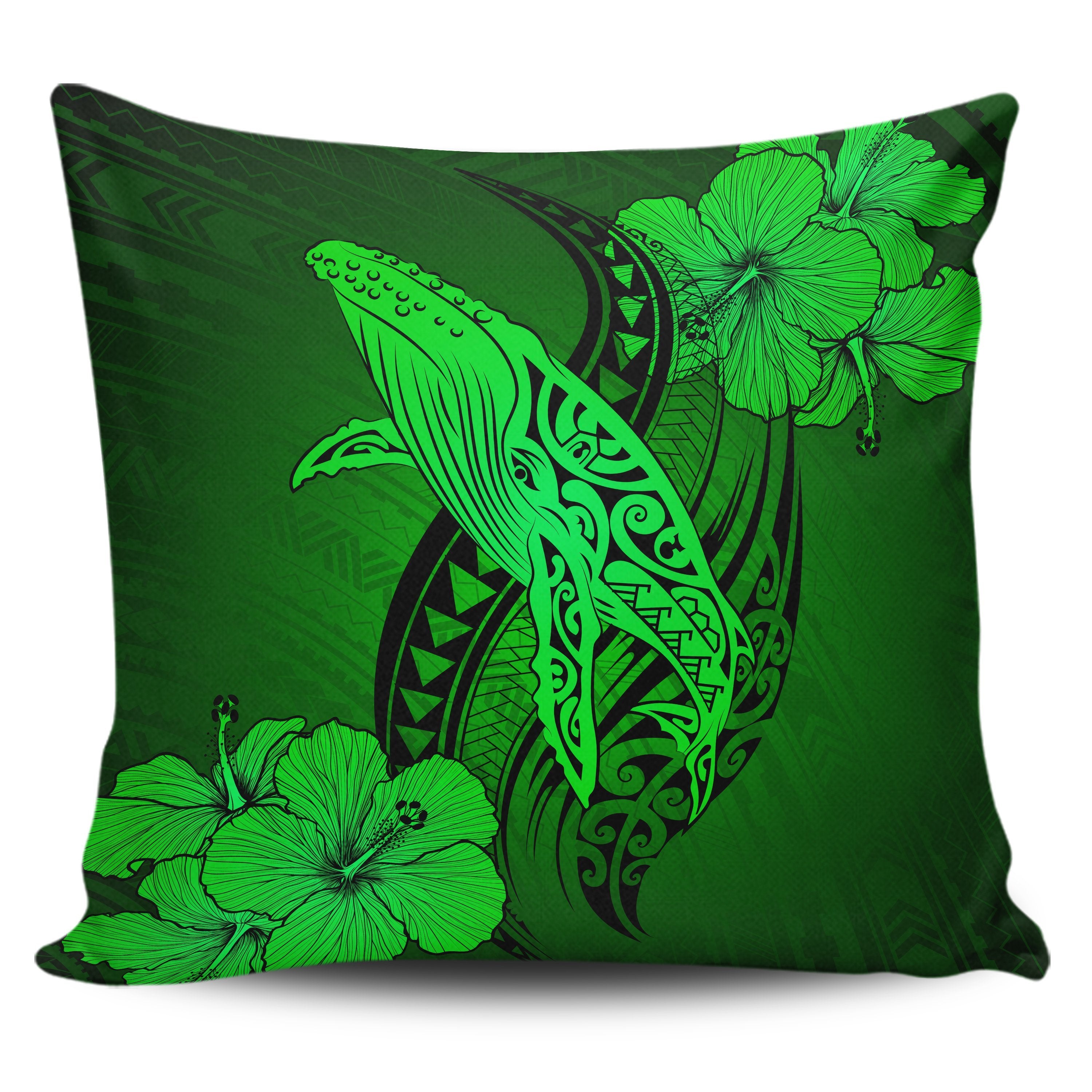 Hawaii Whale Swim Poly Green Pillow Covers