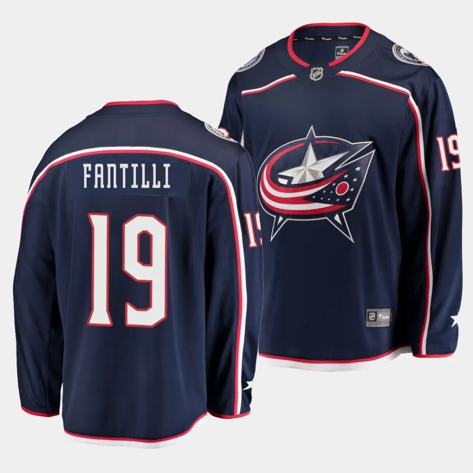 Adam Fantilli #19 Columbus Blue Jackets 2023 NHL Draft Home Men Jersey – Navy