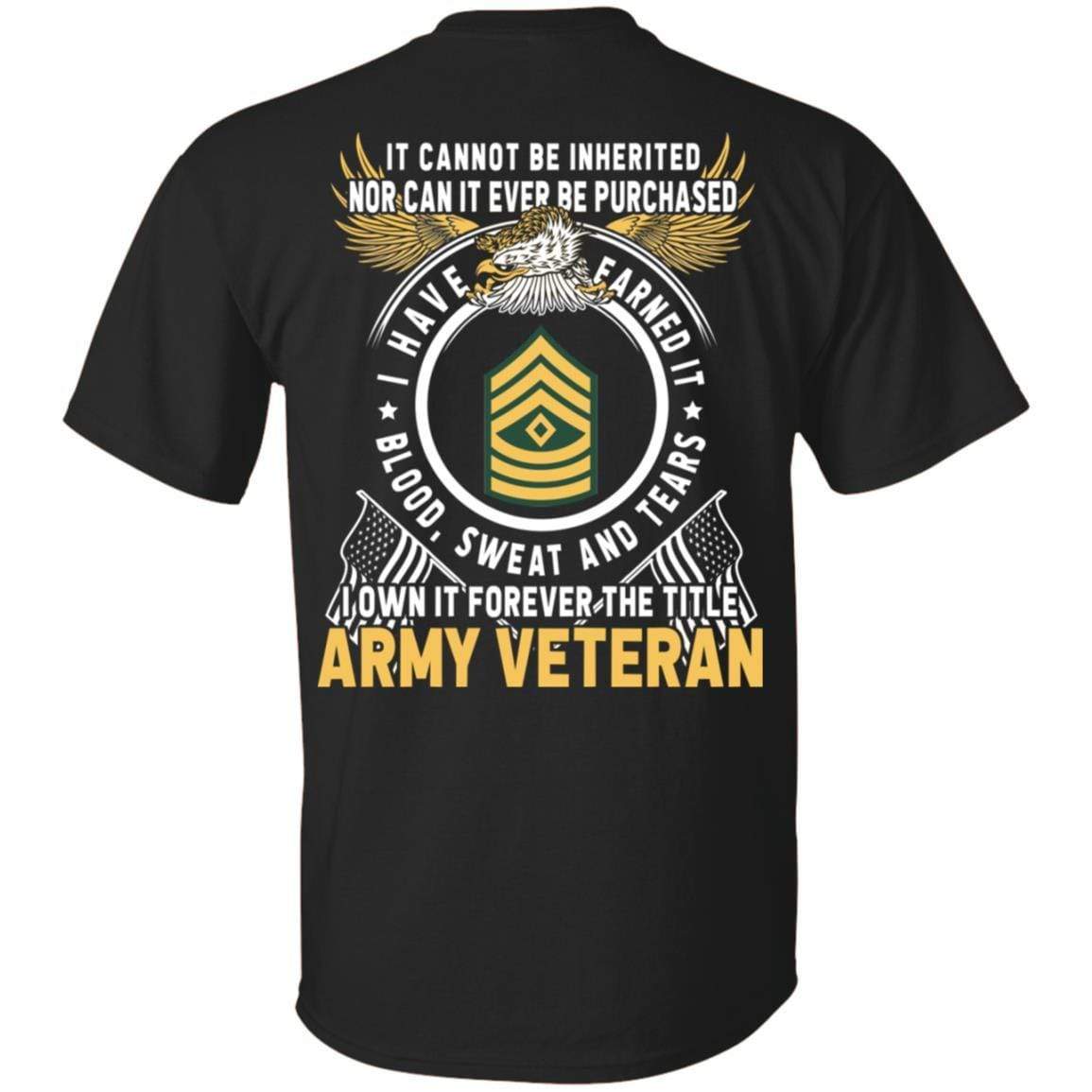 US Army E-8 First Sergeant E8 1SG Noncommissioned Officer Ranks T-Shirt For Men On Back