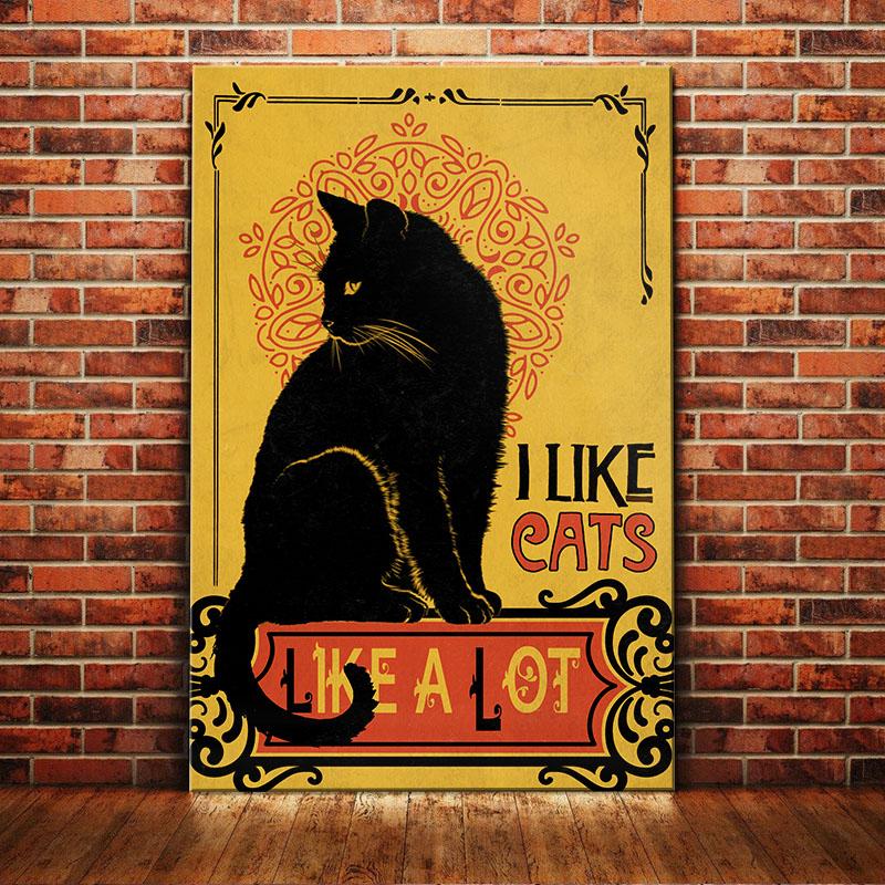 Black Cat Canvas And Poster I Like Cat | Art Print | Home Decor | Room Decor | Wall Art