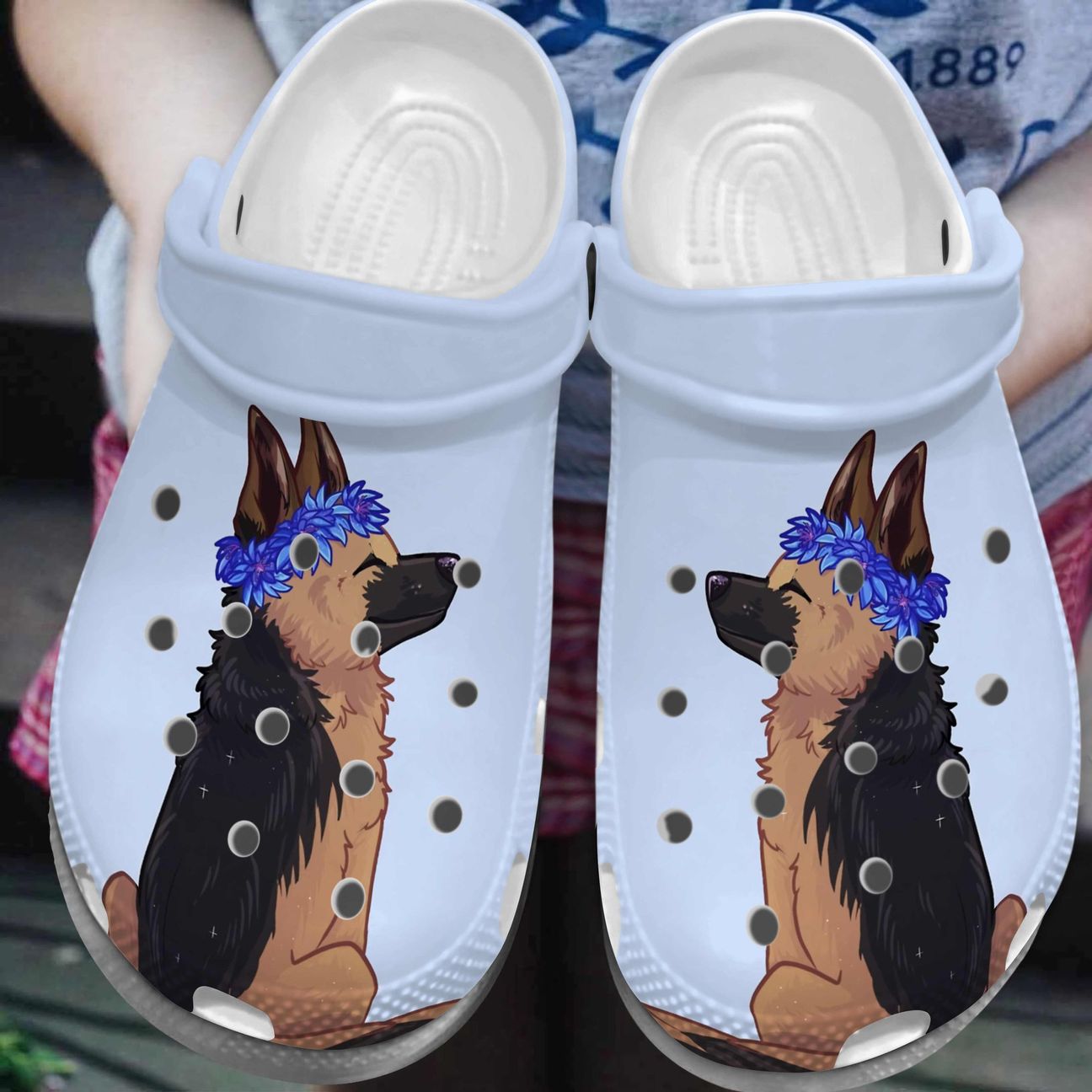 German Shepherd Personalized Clog, Custom Name, Text, Color, Number Fashion Style For Women, Men, Kid, Print 3D Happy German Shepherd