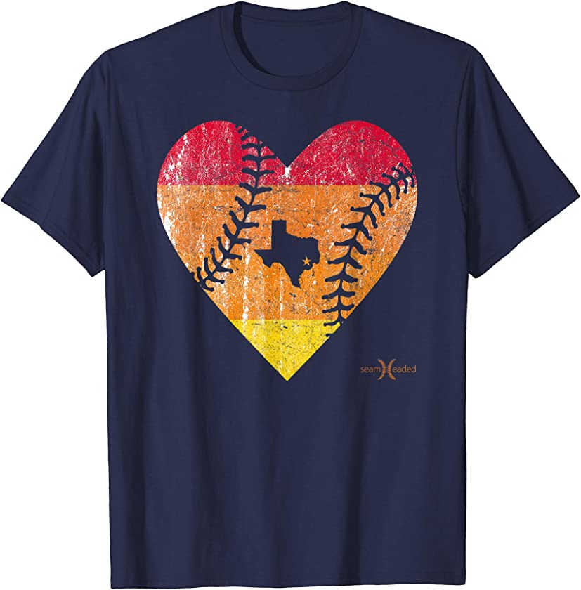 Vintage Houston Baseball Heart T-Shirt