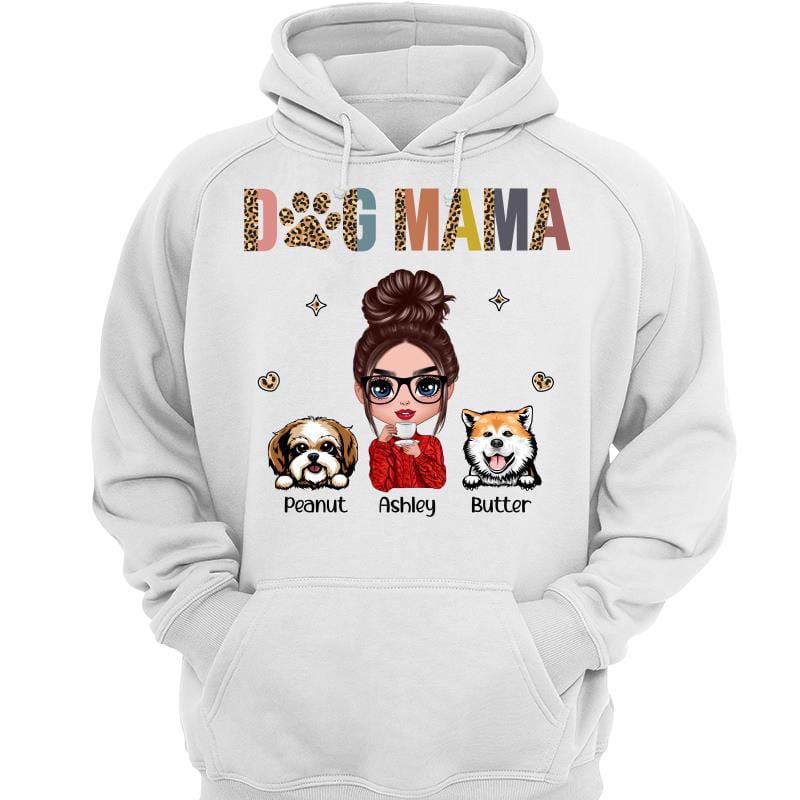 Dog Mama Leopard Doll Dog Mom Personalized Hoodie Sweatshirt