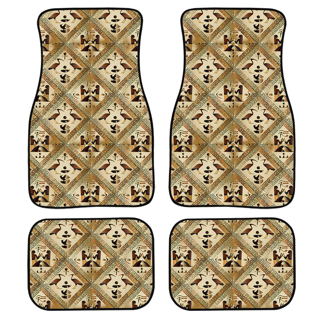 Egyptian Hieroglyphs Pattern Print Front And Back Car Floor Mats, Front Car Mat