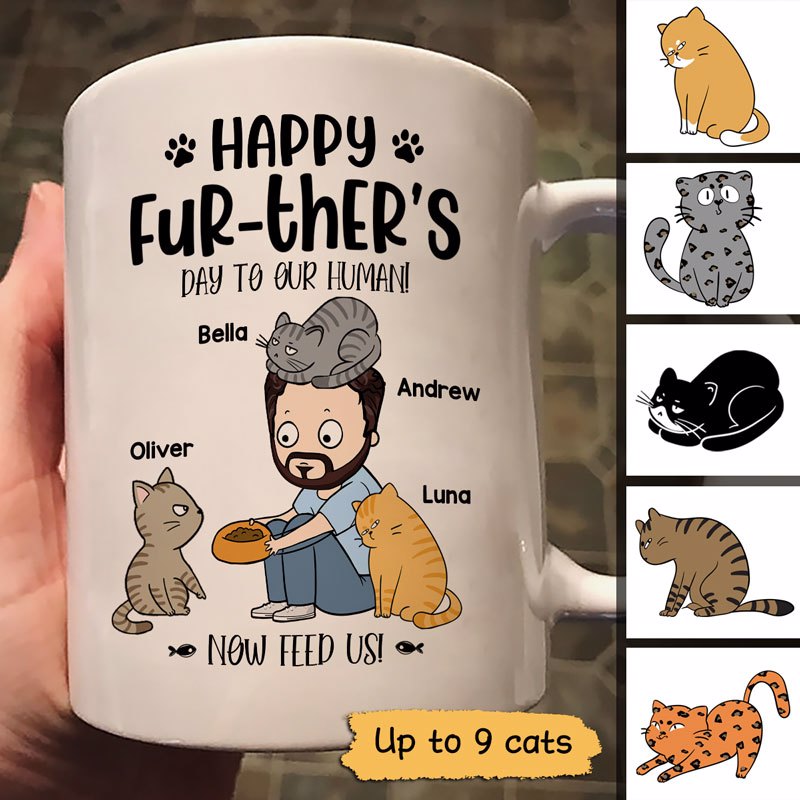 Happy Further‘S Day Human Chibi Cat Dad Personalized Mug