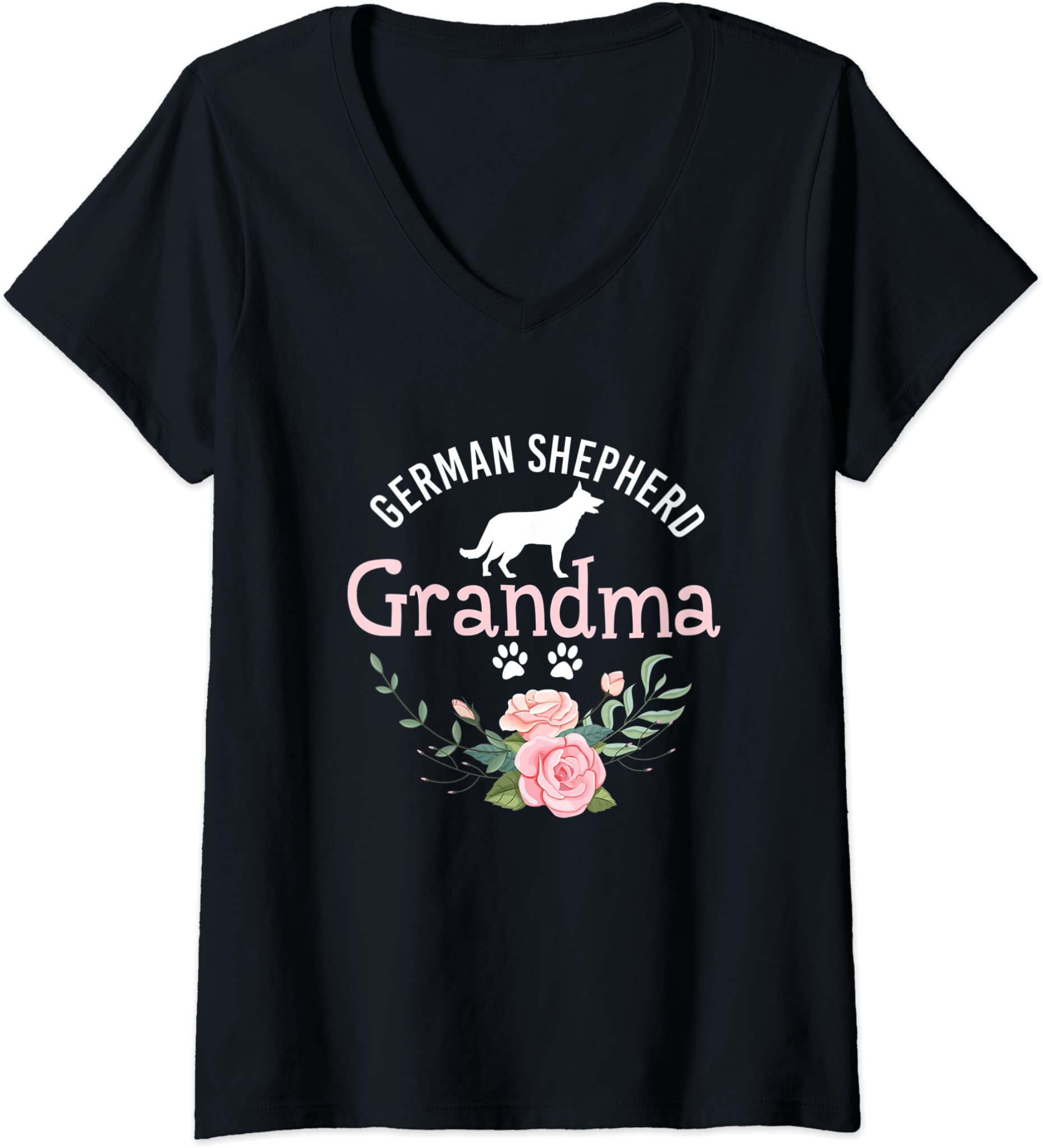 Womens German Shepherd Grandma Shirt Dog Mom Lover Mothers Day Gift V-Neck